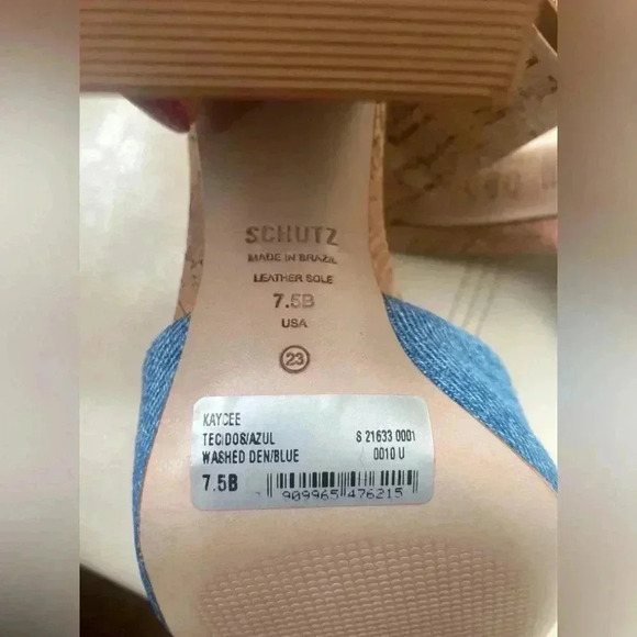 SCHUTZ  Woman’s Kaycee Denim Heels NWOT Size 7.5 B - Picture 5 of 8